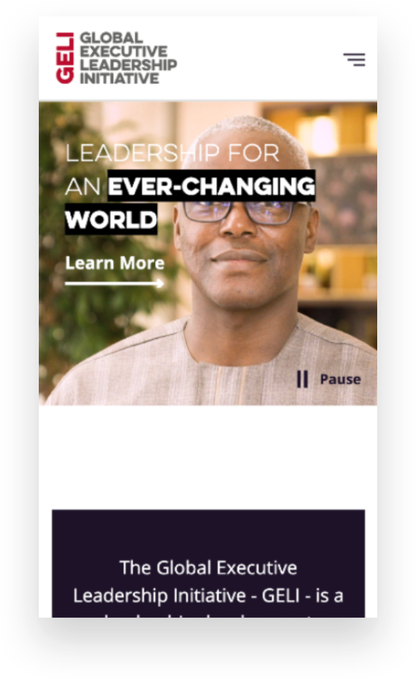 GELI Website Mobile View